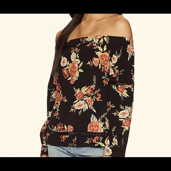 MINKPINK Women's WallFlower Floral Print Off Shoulder Top Size XS - Picture 2 of 3